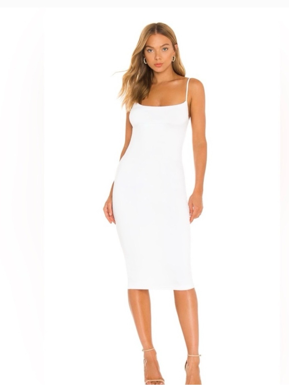 superdown White Slim Spaghetti-Strap Midi Dress